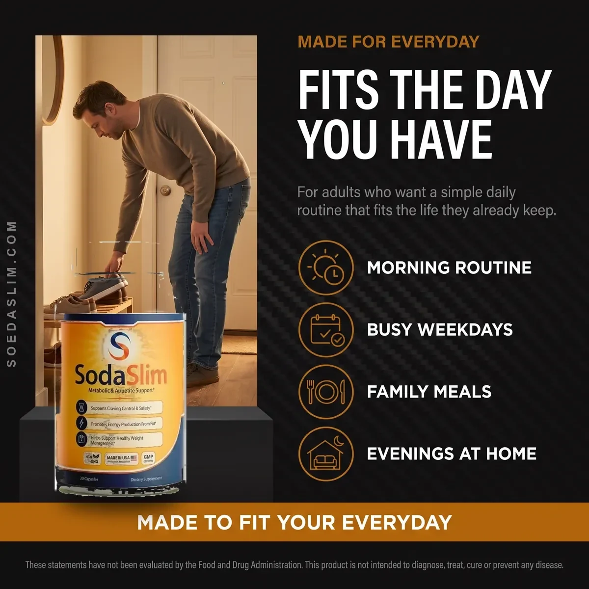 SodaSlim marketing sheet: who it is for, everyday use